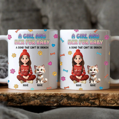 Personalized Mugs MUG / WHITE / 11oz A Girl And Her Fur Babies - Personalized Custom Printed Mug