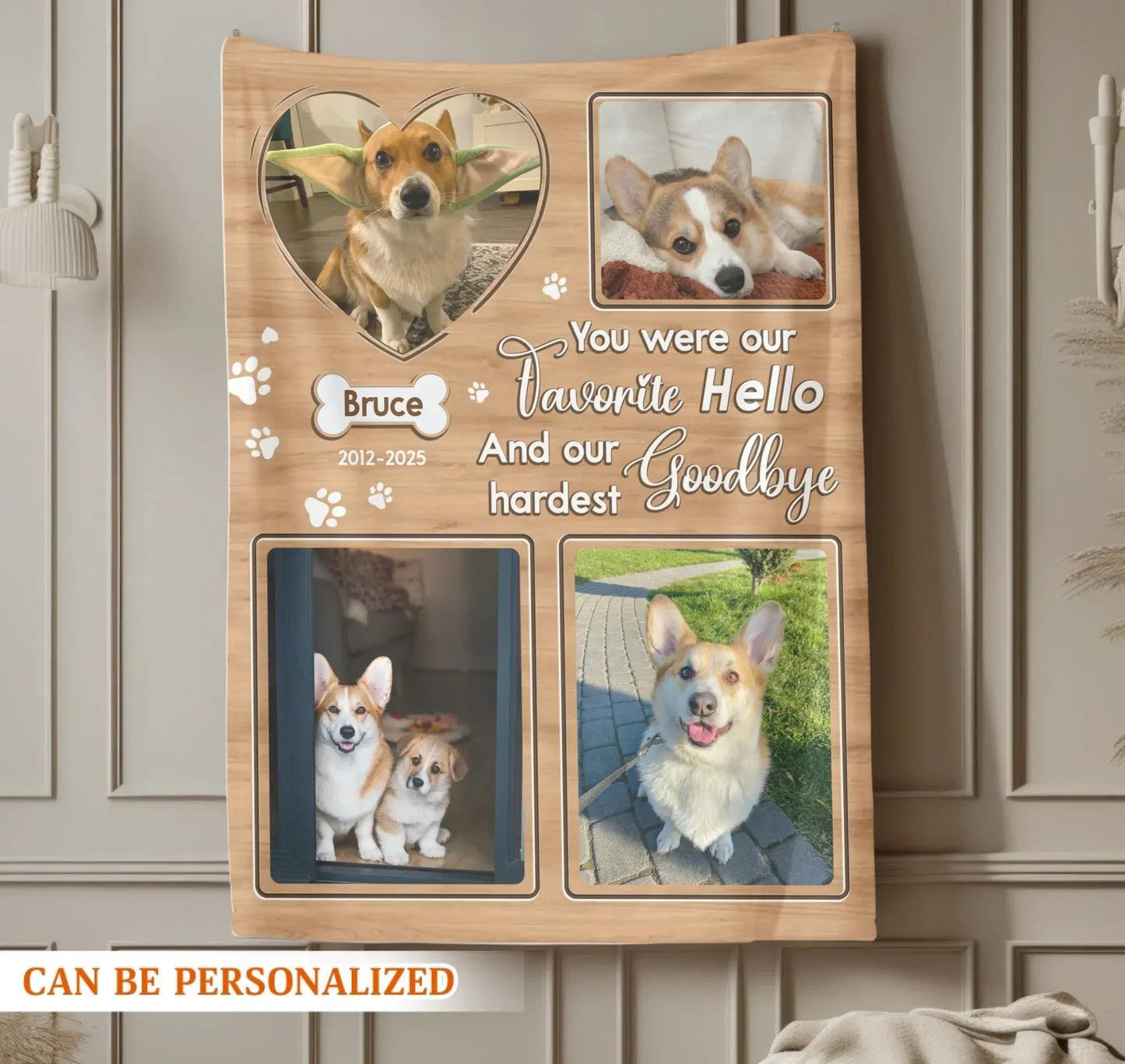 You Were Our Favorite Hello – Personalized Pet Memorial Custom Photo Blanket