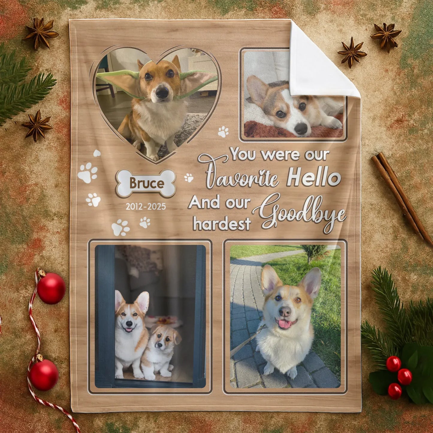You Were Our Favorite Hello – Personalized Pet Memorial Custom Photo Blanket