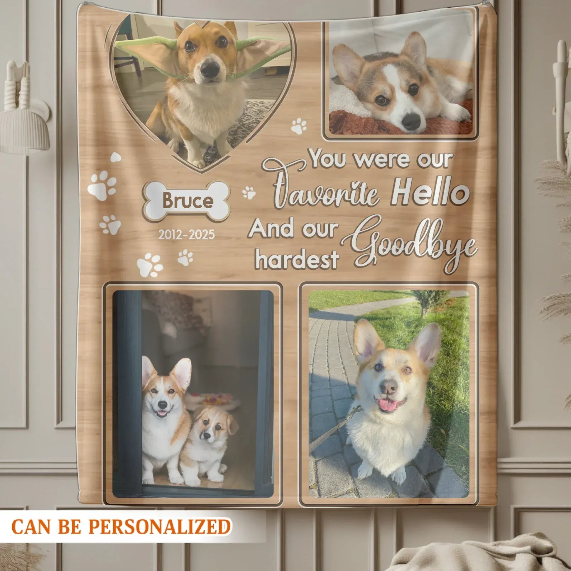 You Were Our Favorite Hello – Personalized Pet Memorial Custom Photo Blanket