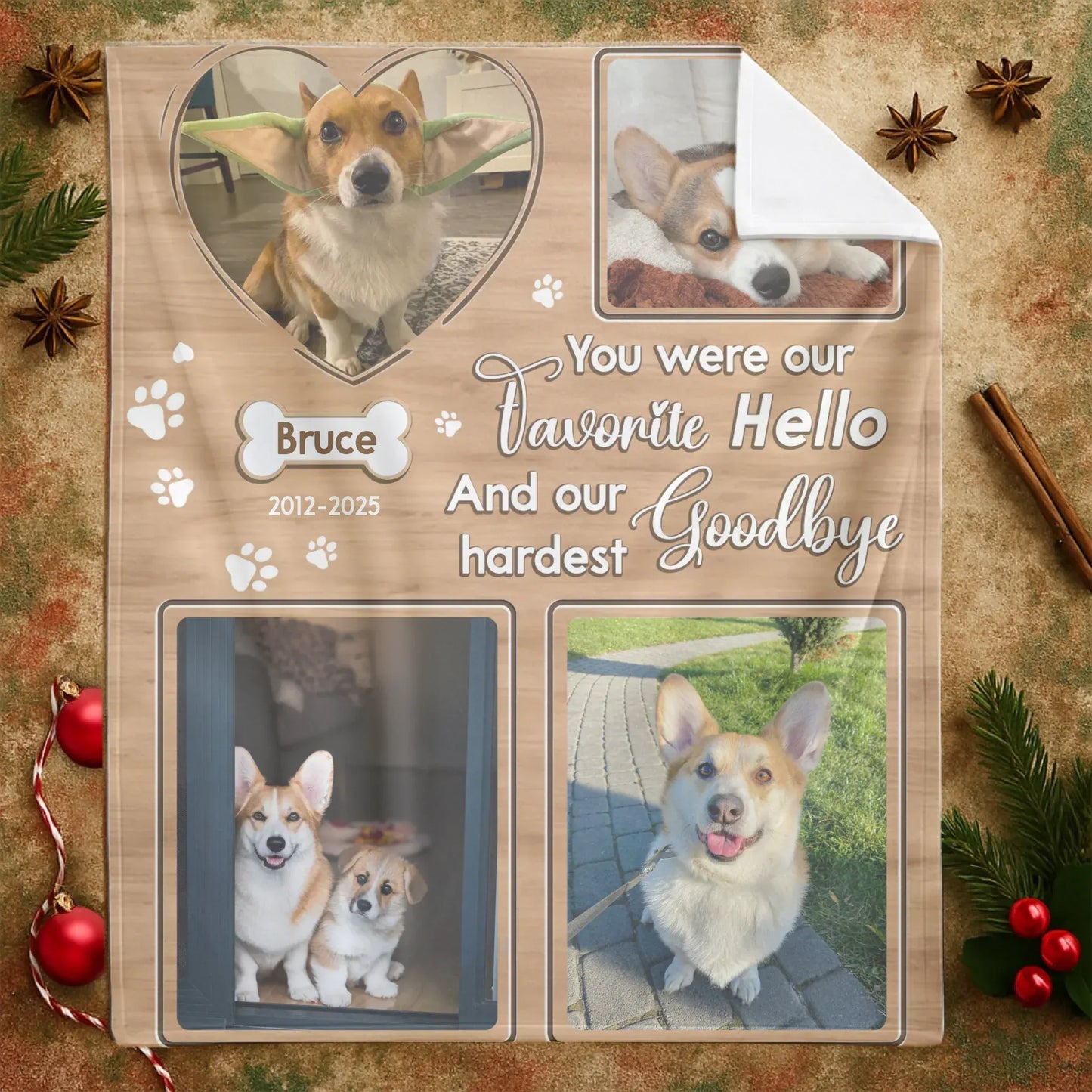 You Were Our Favorite Hello – Personalized Pet Memorial Custom Photo Blanket