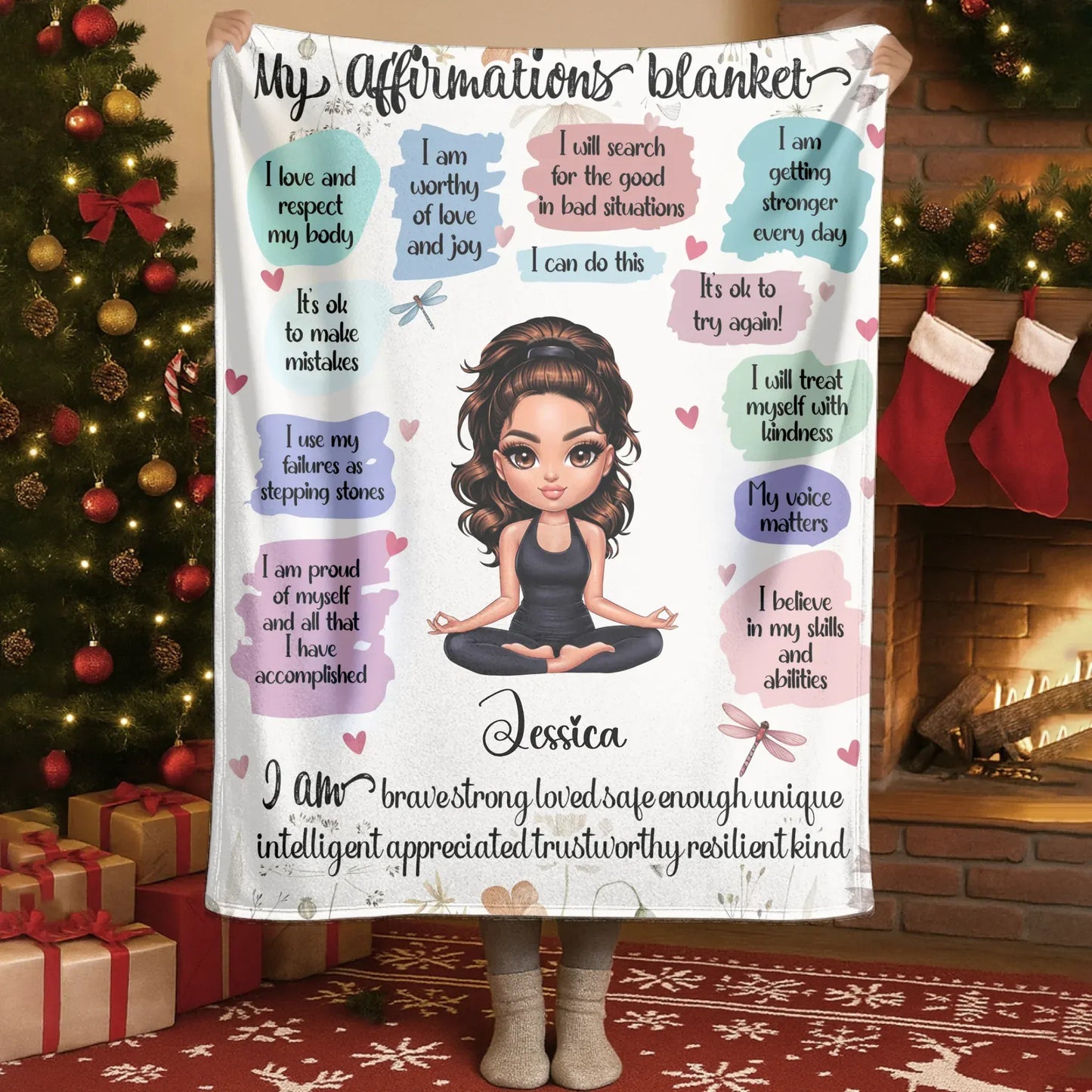 Blanket - Thanh Dang / White / 30x40in / 76x101cm I Believe In My Skills And Abilities - Personalized Character Motivational Custom Blanket