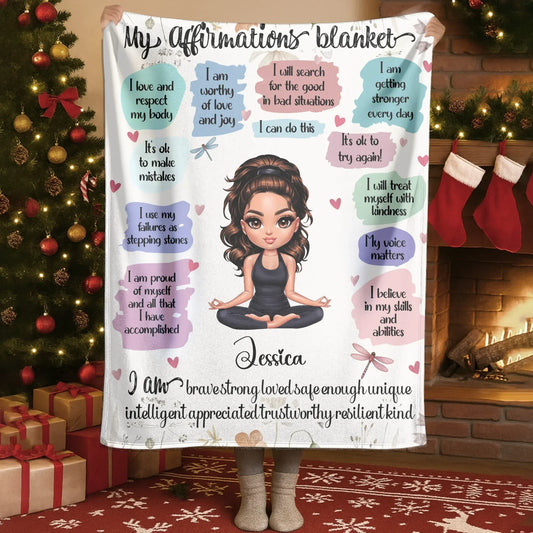 Blanket - Thanh Dang / White / 30x40in / 76x101cm I Believe In My Skills And Abilities - Personalized Character Motivational Custom Blanket