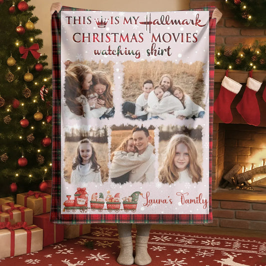Blanket - Thanh Dang / White / 30x40in / 76x101cm This Is My Hallmark Christmas Movies Watching Shirt - Personalized Family Photo Custom Blanket