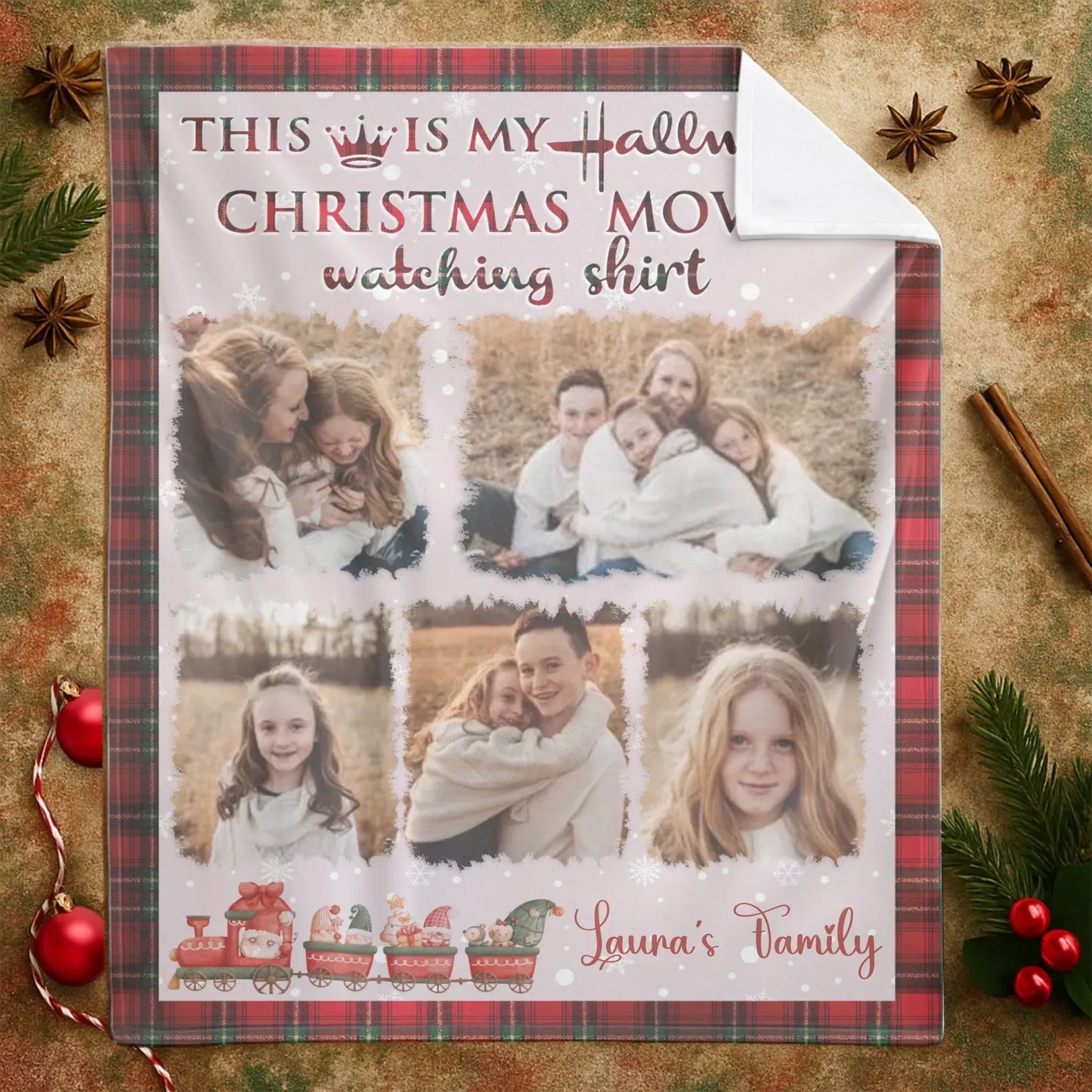 This Is My Hallmark Christmas Movies Watching Shirt - Personalized Family Photo Custom Blanket