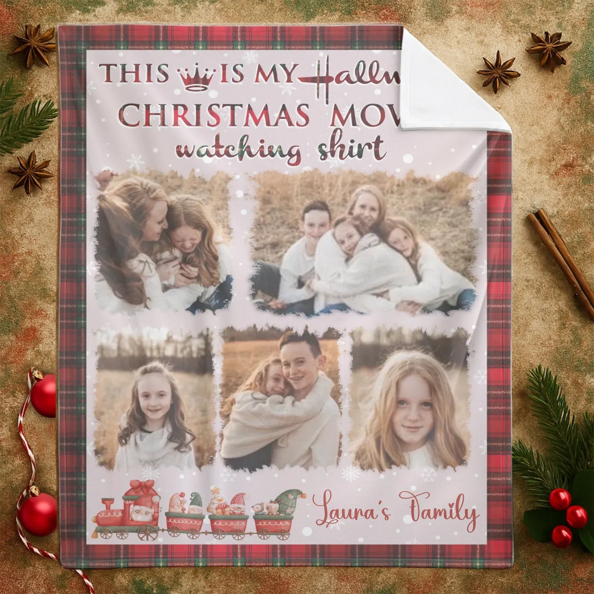This Is My Hallmark Christmas Movies Watching Shirt - Personalized Family Photo Custom Blanket