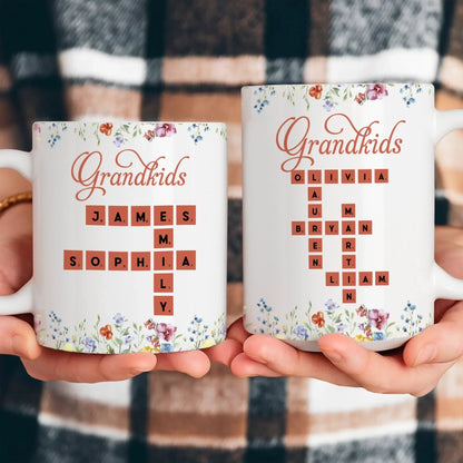 Personalized Mugs Crossword Grandkids Name - Personalized Custom Printed Mug