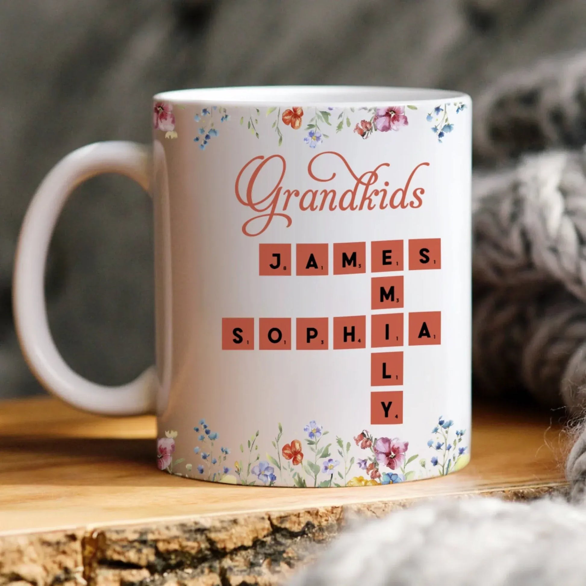 Personalized Mugs Crossword Grandkids Name - Personalized Custom Printed Mug