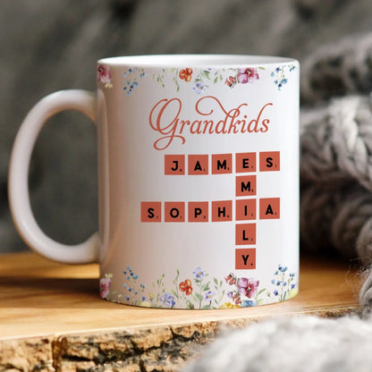 Personalized Mugs Crossword Grandkids Name - Personalized Custom Printed Mug