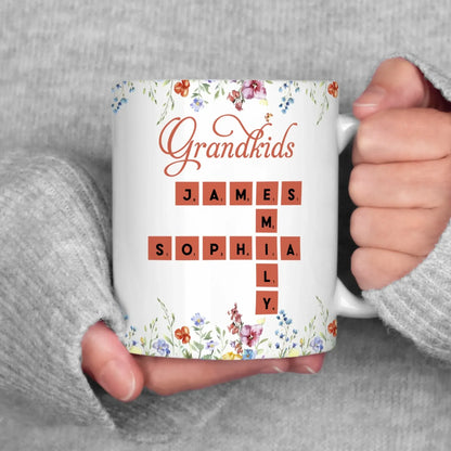 Personalized Mugs Crossword Grandkids Name - Personalized Custom Printed Mug