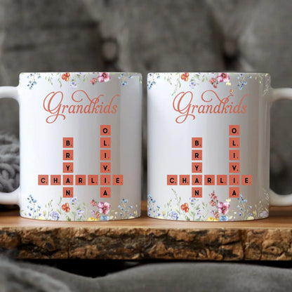 Personalized Mugs MUG / WHITE / 11oz Crossword Grandkids Name - Personalized Custom Printed Mug