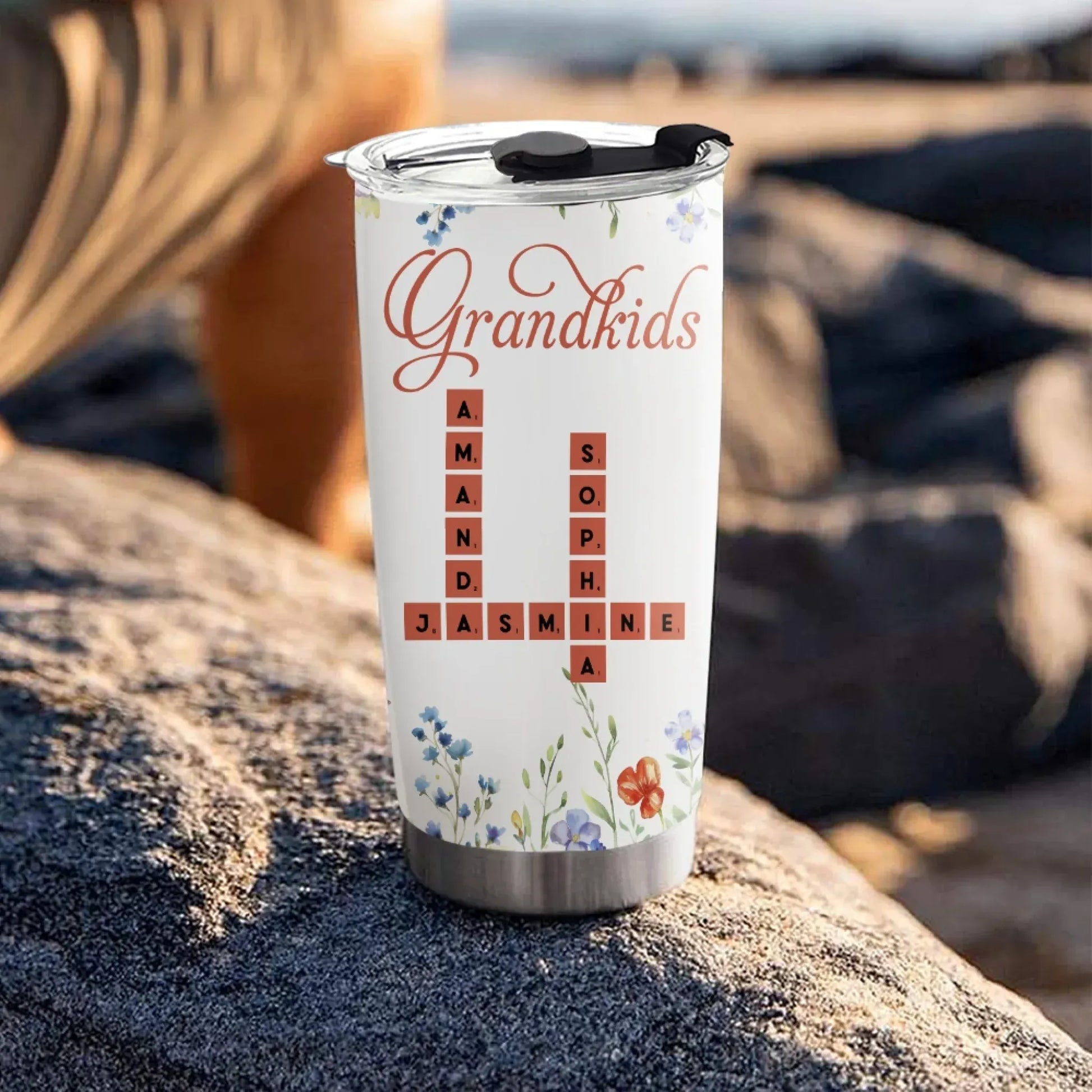 Personalized Tumblers Crossword Grandkids Name - Personalized Custom Printed Tumbler