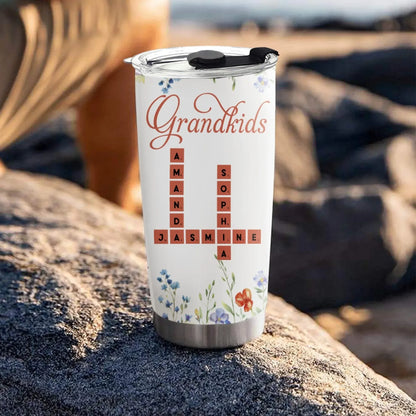 Personalized Tumblers Crossword Grandkids Name - Personalized Custom Printed Tumbler