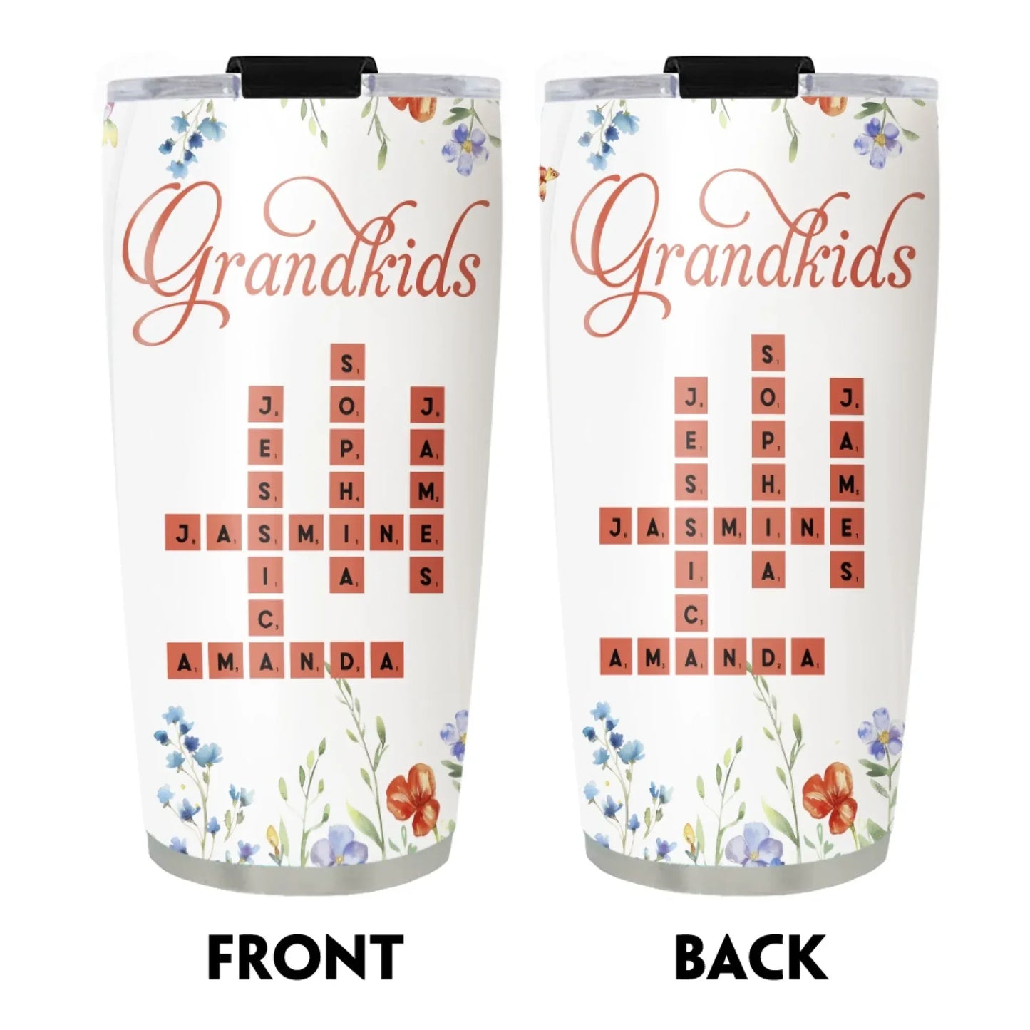 Personalized Tumblers Crossword Grandkids Name - Personalized Custom Printed Tumbler