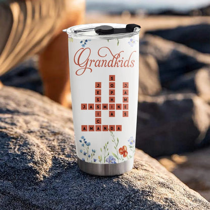 Personalized Tumblers Crossword Grandkids Name - Personalized Custom Printed Tumbler