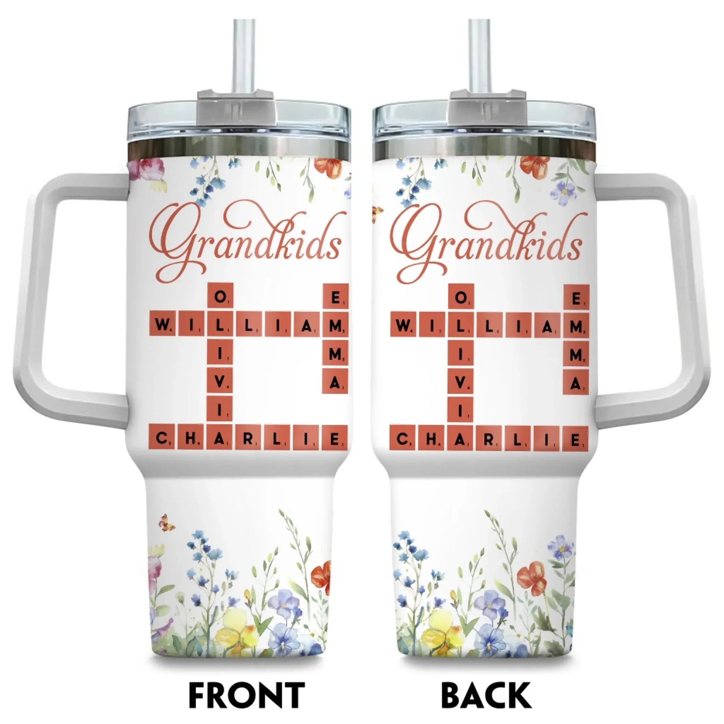 Personalized Tumblers Crossword Grandkids Name - Personalized Custom Printed Tumbler