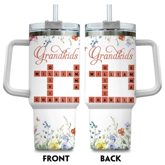 Personalized Tumblers Crossword Grandkids Name - Personalized Custom Printed Tumbler