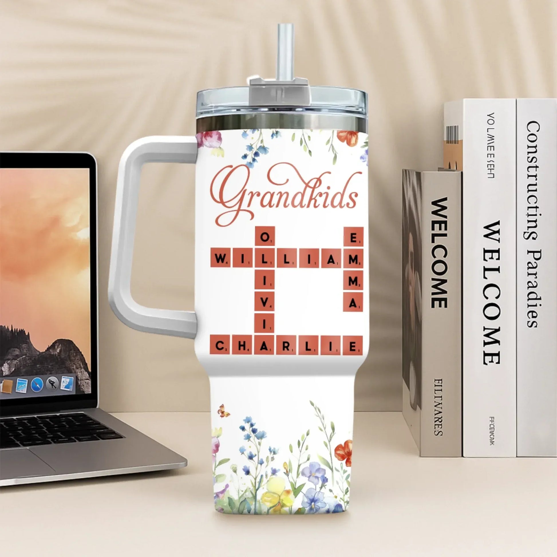 Personalized Tumblers Crossword Grandkids Name - Personalized Custom Printed Tumbler