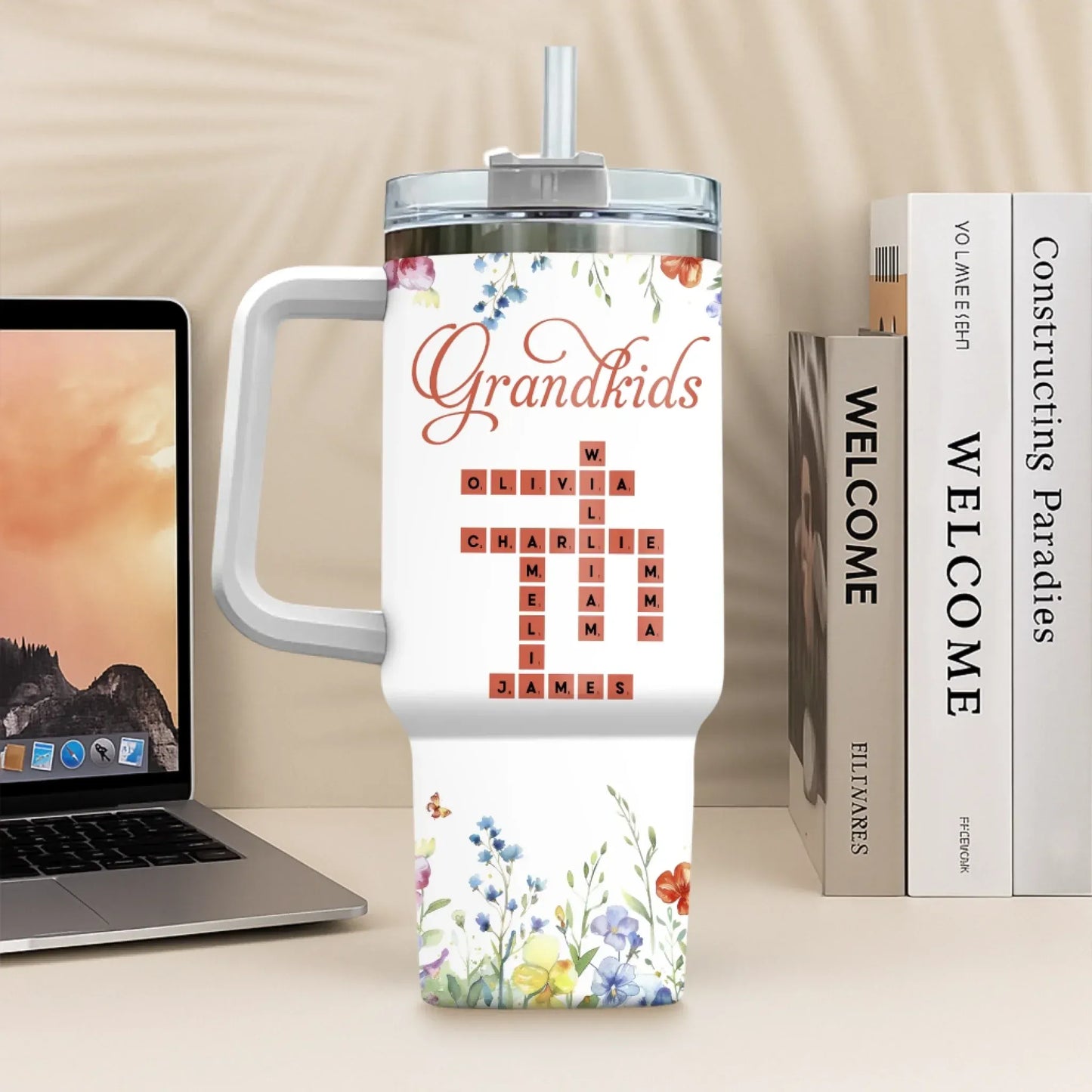 Personalized Tumblers Crossword Grandkids Name - Personalized Custom Printed Tumbler