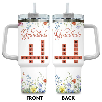 Personalized Tumblers TUMBLER / WHITE / 40oz Crossword Grandkids Name - Personalized Custom Printed Tumbler
