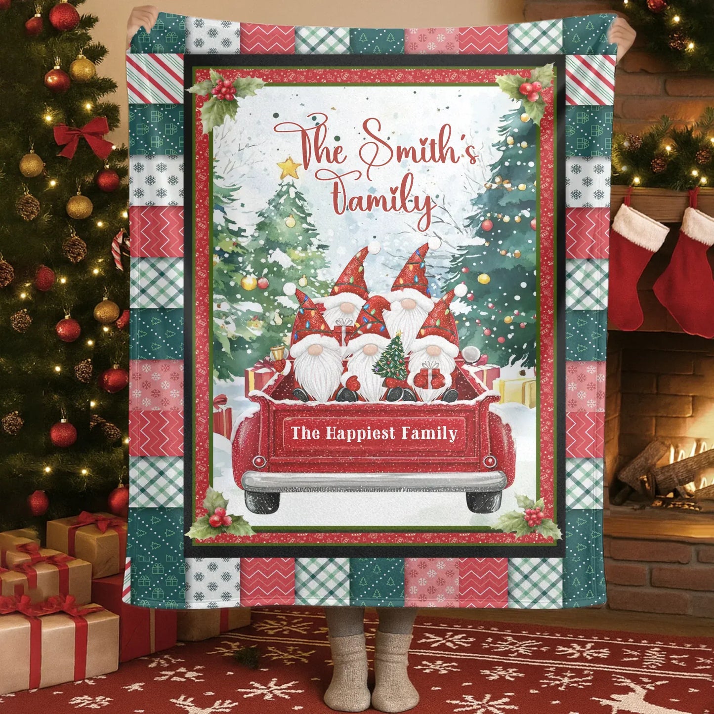 The Christmas Elf Is Coming To Town - Personalized Family Custom Blanket