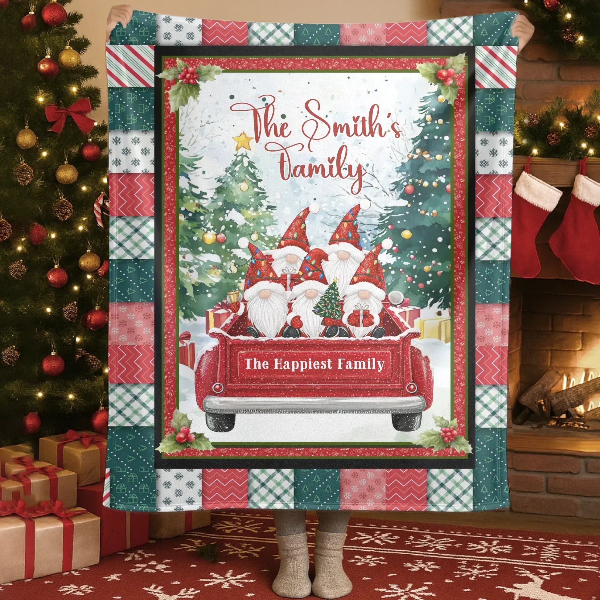 The Christmas Elf Is Coming To Town - Personalized Family Custom Blanket
