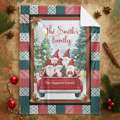 The Christmas Elf Is Coming To Town - Personalized Family Custom Blanket