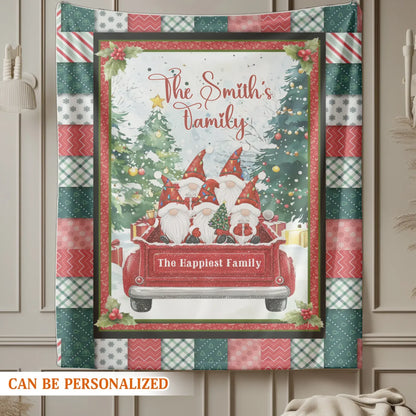 The Christmas Elf Is Coming To Town - Personalized Family Custom Blanket
