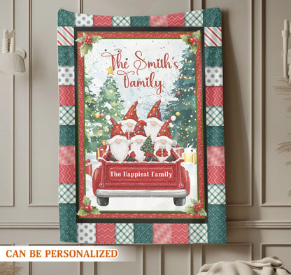 The Christmas Elf Is Coming To Town - Personalized Family Custom Blanket