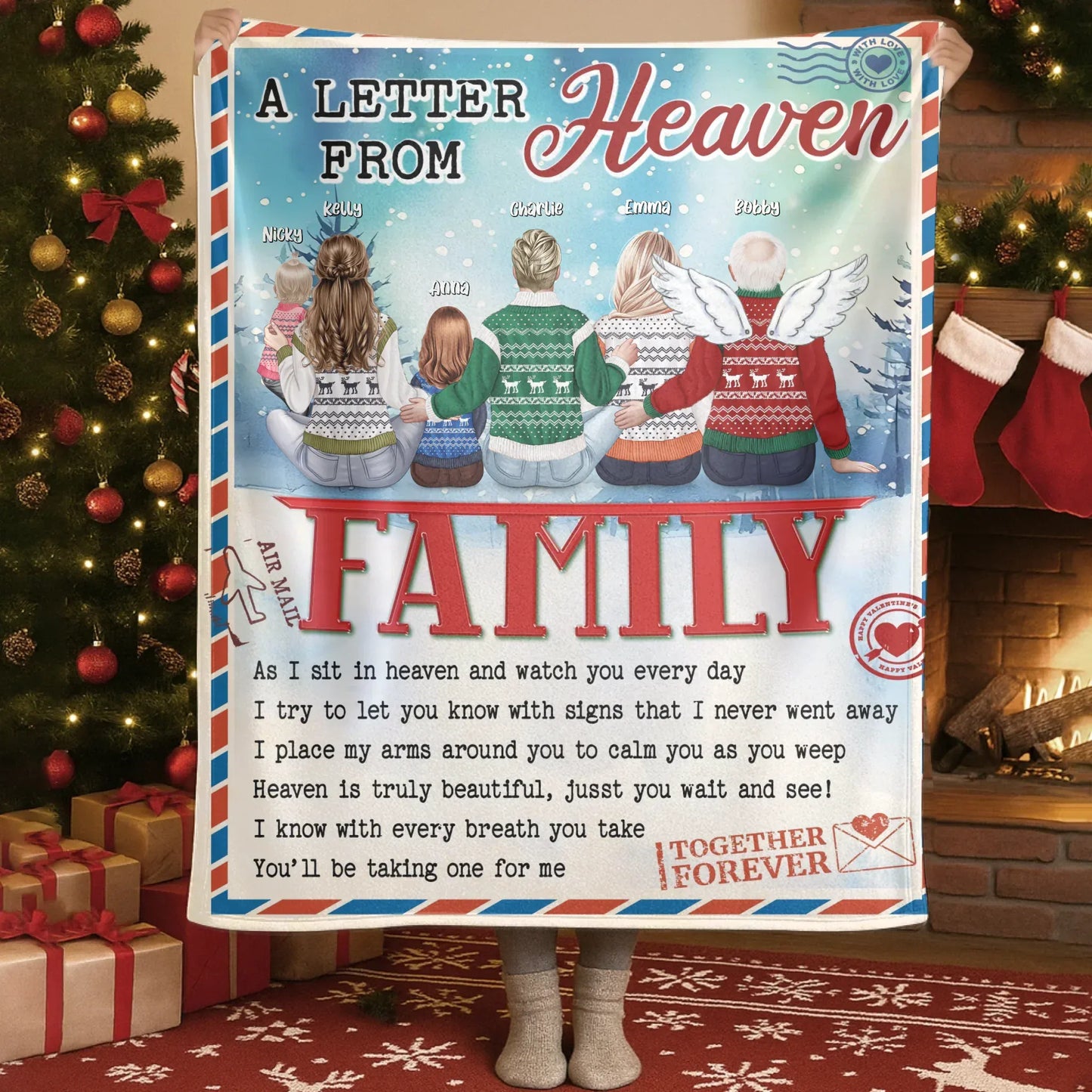 A Letter Form Heaven - Personalized Family Custom Blanket