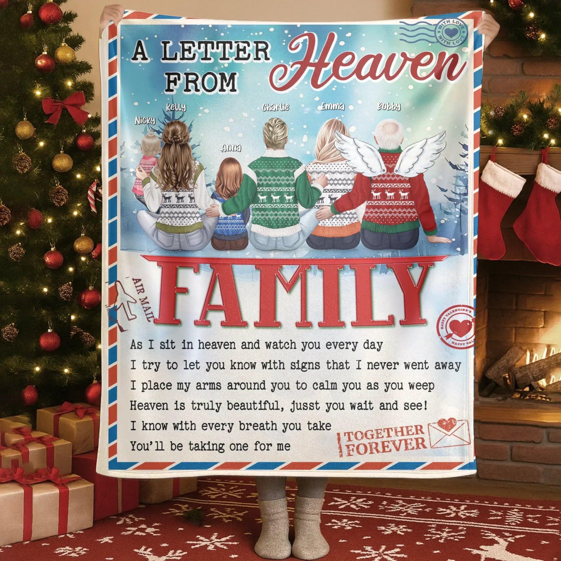 A Letter Form Heaven - Personalized Family Custom Blanket