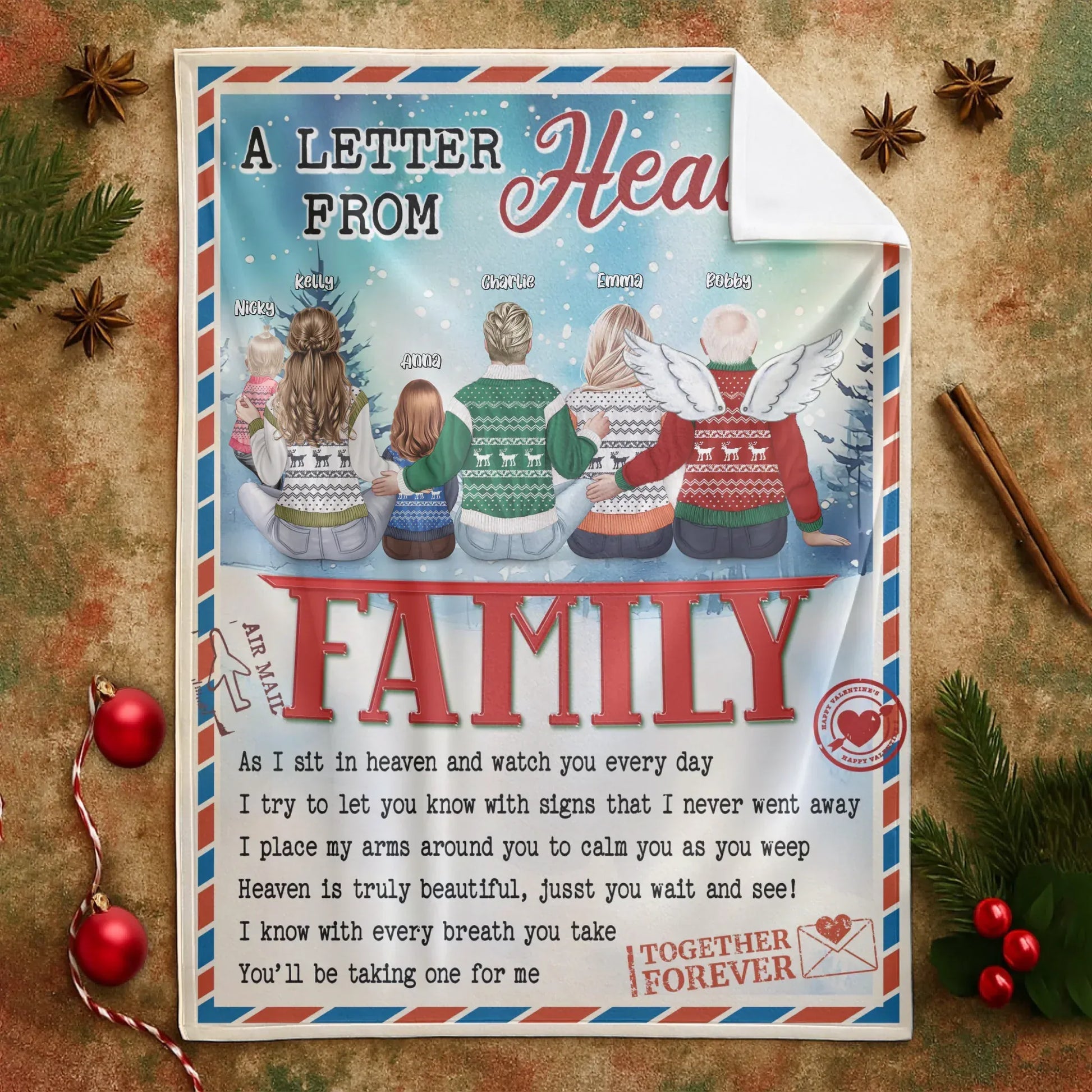 A Letter Form Heaven - Personalized Family Custom Blanket