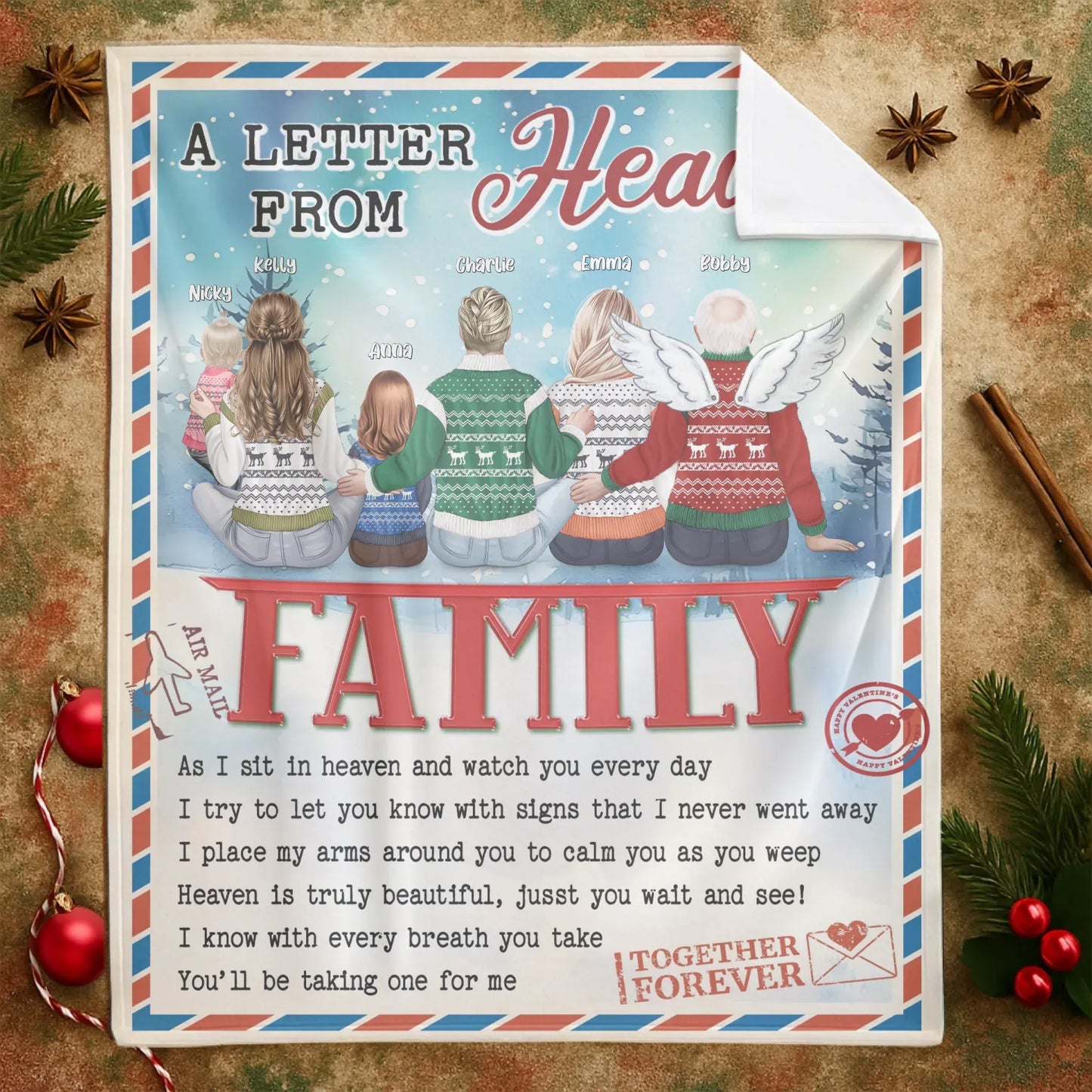 A Letter Form Heaven - Personalized Family Custom Blanket