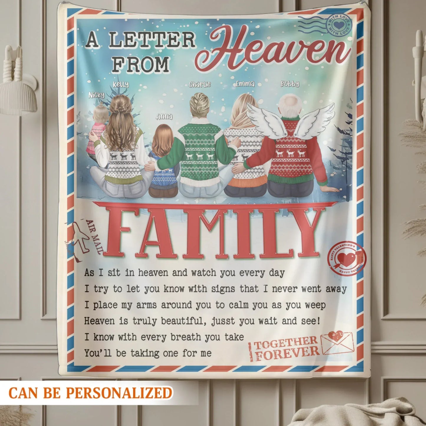 A Letter Form Heaven - Personalized Family Custom Blanket