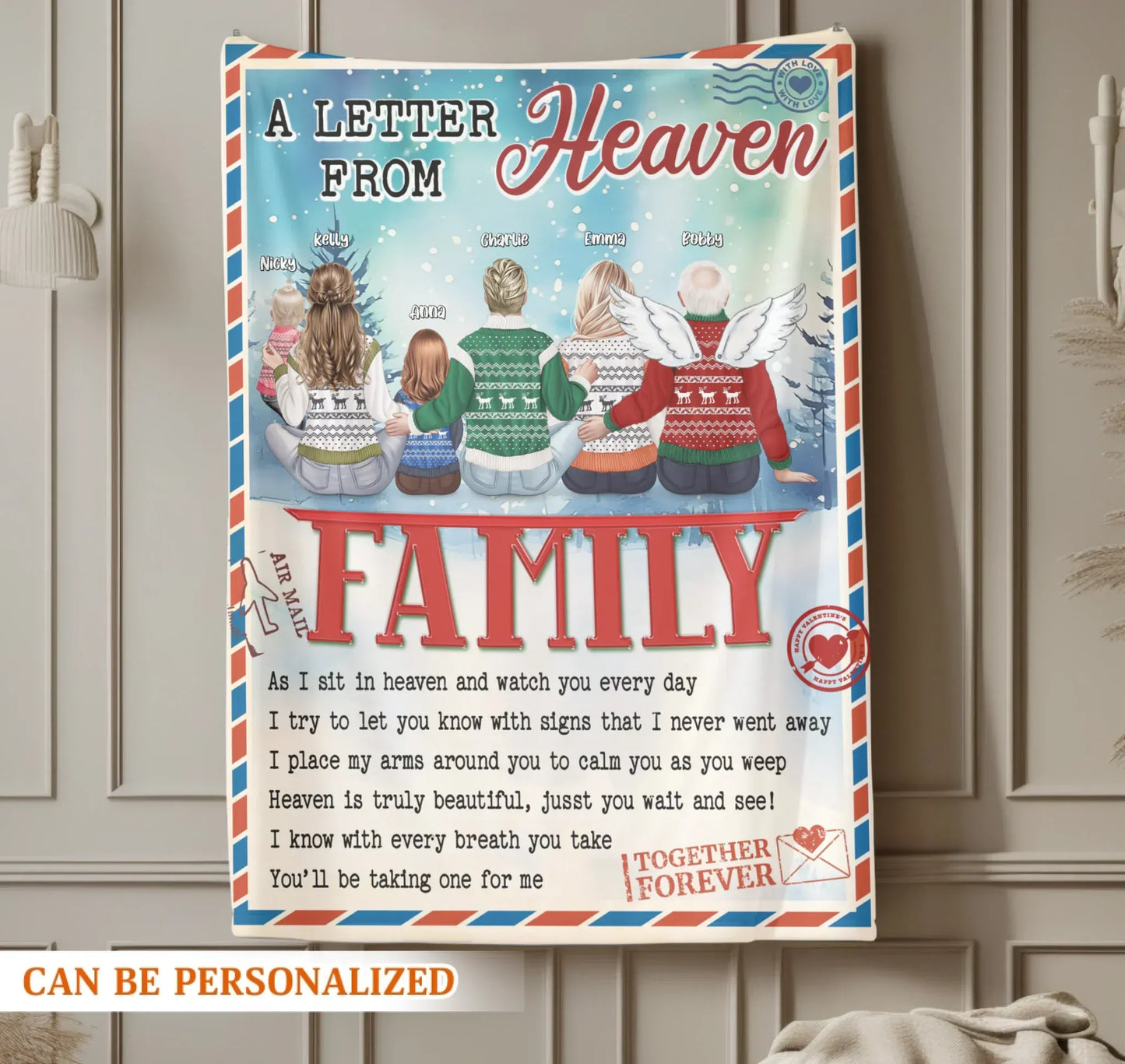 A Letter Form Heaven - Personalized Family Custom Blanket