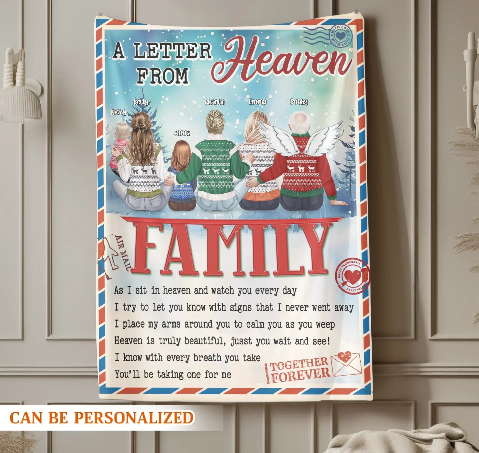 A Letter Form Heaven - Personalized Family Custom Blanket