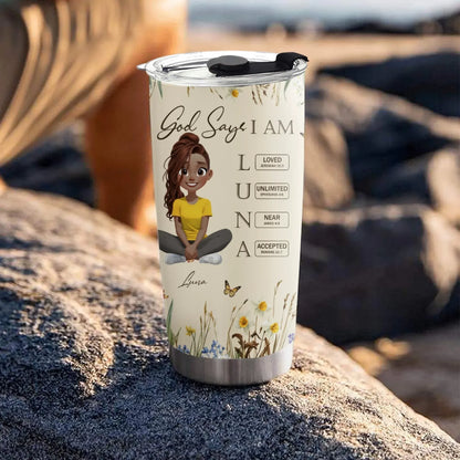 Personalized Tumblers God Says I Am Letter In Bible - Personalized Custom Printed Tumbler