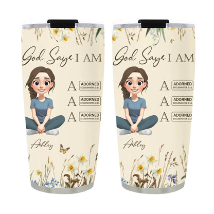 Personalized Tumblers TUMBLER / WHITE / 20oz God Says I Am Letter In Bible - Personalized Custom Printed Tumbler