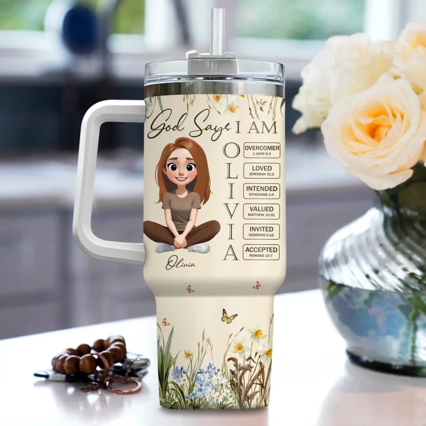 Personalized Tumblers God Says I Am Letter In Bible - Personalized Custom Printed Tumbler