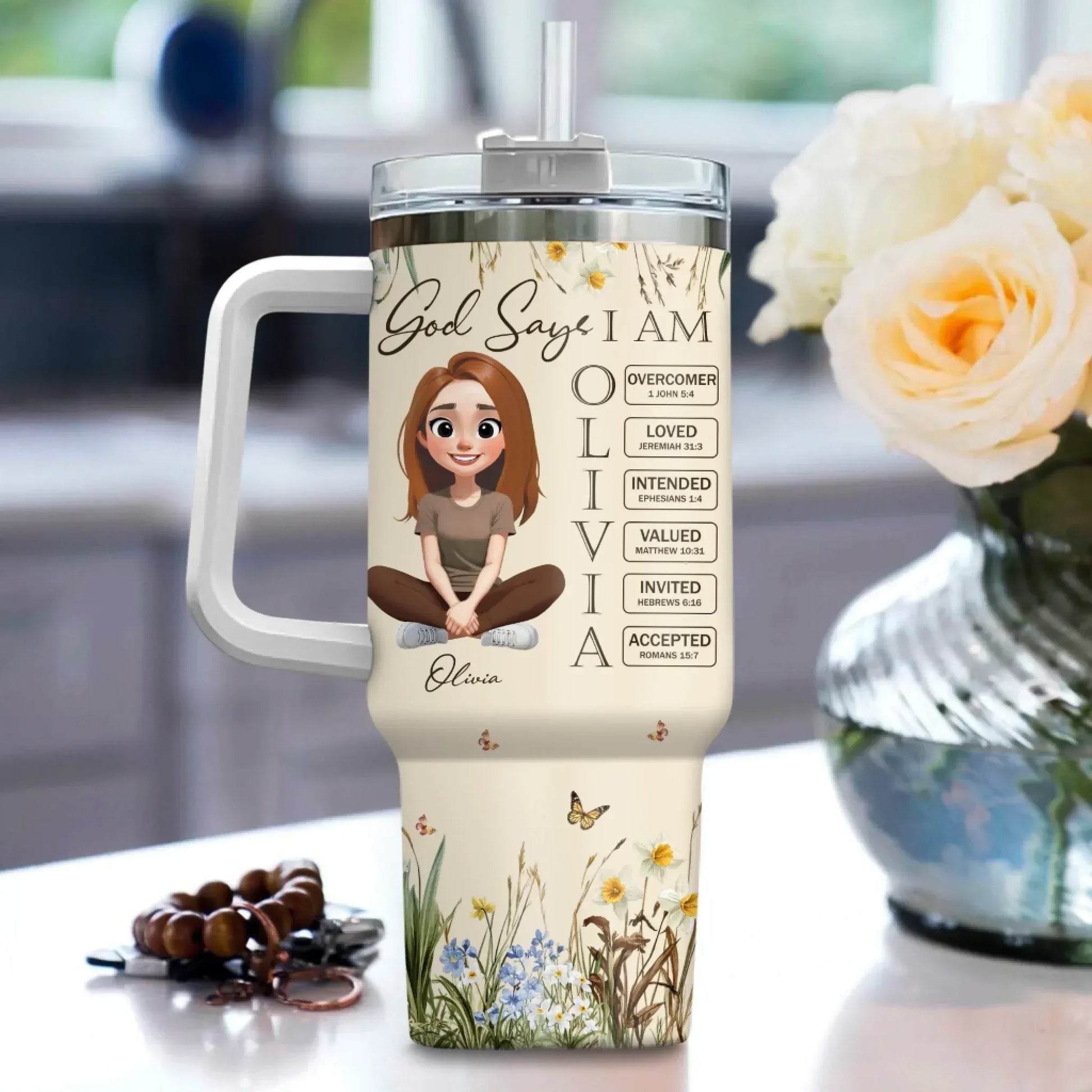 Personalized Tumblers God Says I Am Letter In Bible - Personalized Custom Printed Tumbler