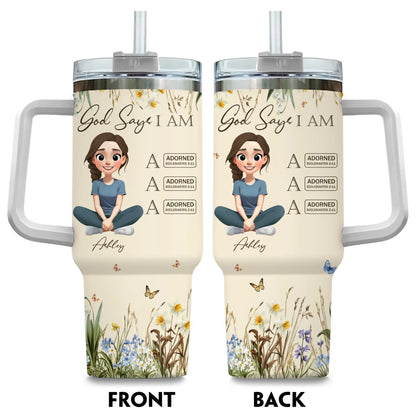 Personalized Tumblers TUMBLER / WHITE / 40oz God Says I Am Letter In Bible - Personalized Custom Printed Tumbler