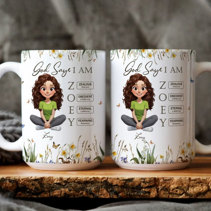 Personalized Mugs God Says I Am Letter In Bible - Personalized Custom Printed Mug