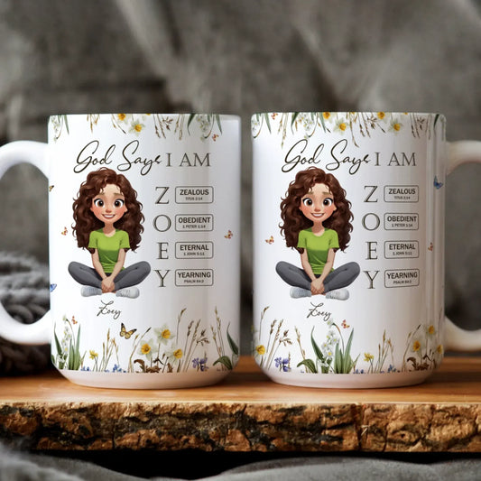Personalized Mugs God Says I Am Letter In Bible - Personalized Custom Printed Mug