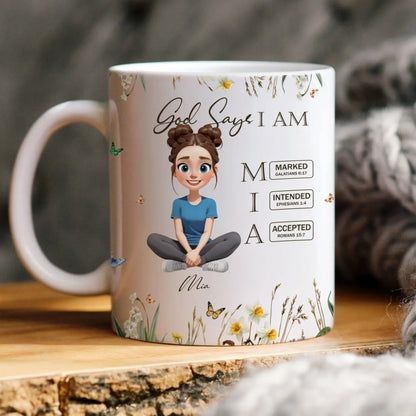 Personalized Mugs God Says I Am Letter In Bible - Personalized Custom Printed Mug