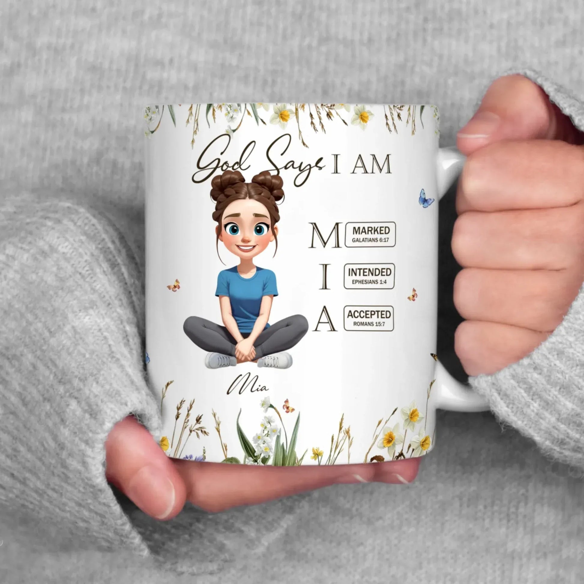 Personalized Mugs God Says I Am Letter In Bible - Personalized Custom Printed Mug