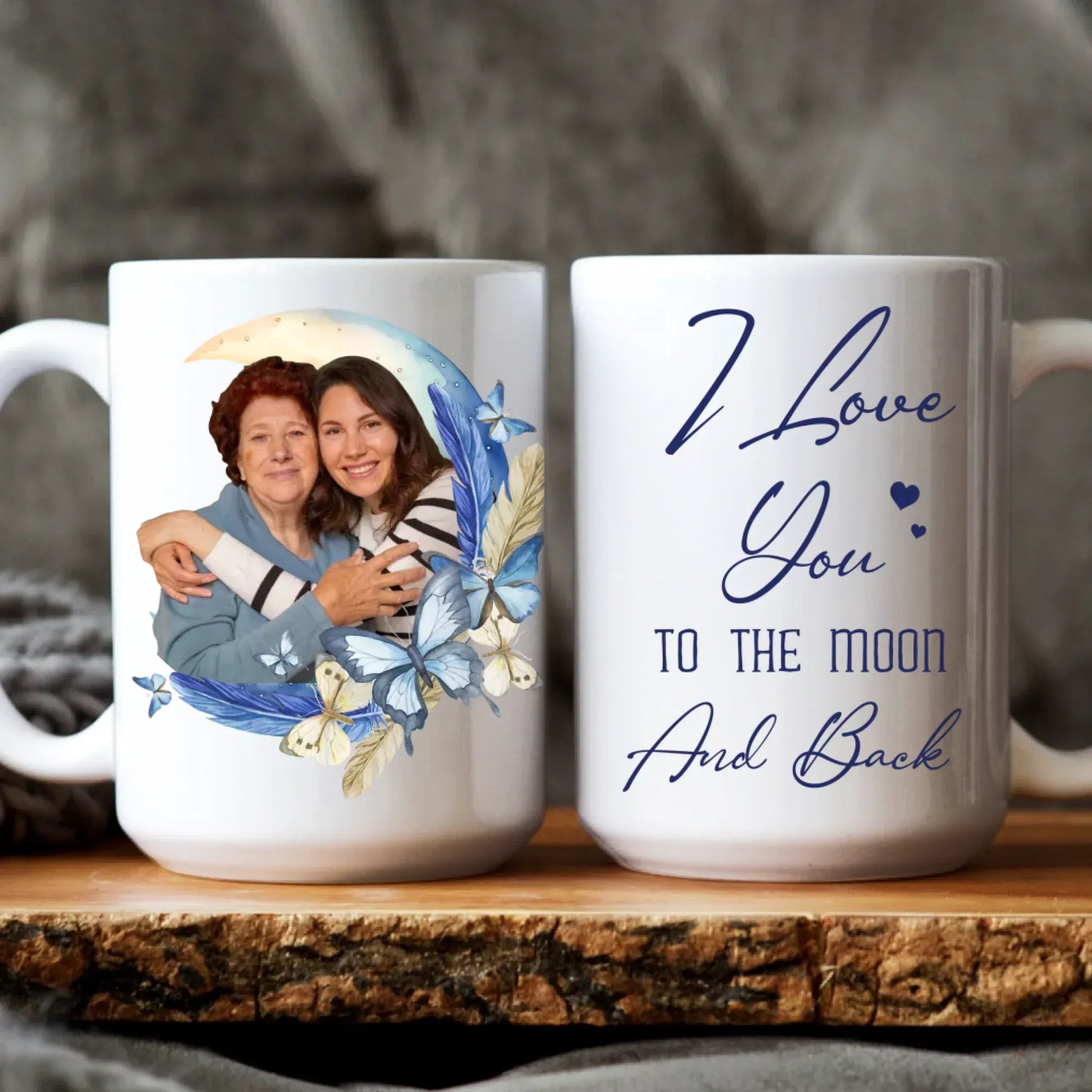 Personalized Mugs MUG / WHITE / 15oz Love You To The Moon & Back - Personalized Custom Photo Printed Mug