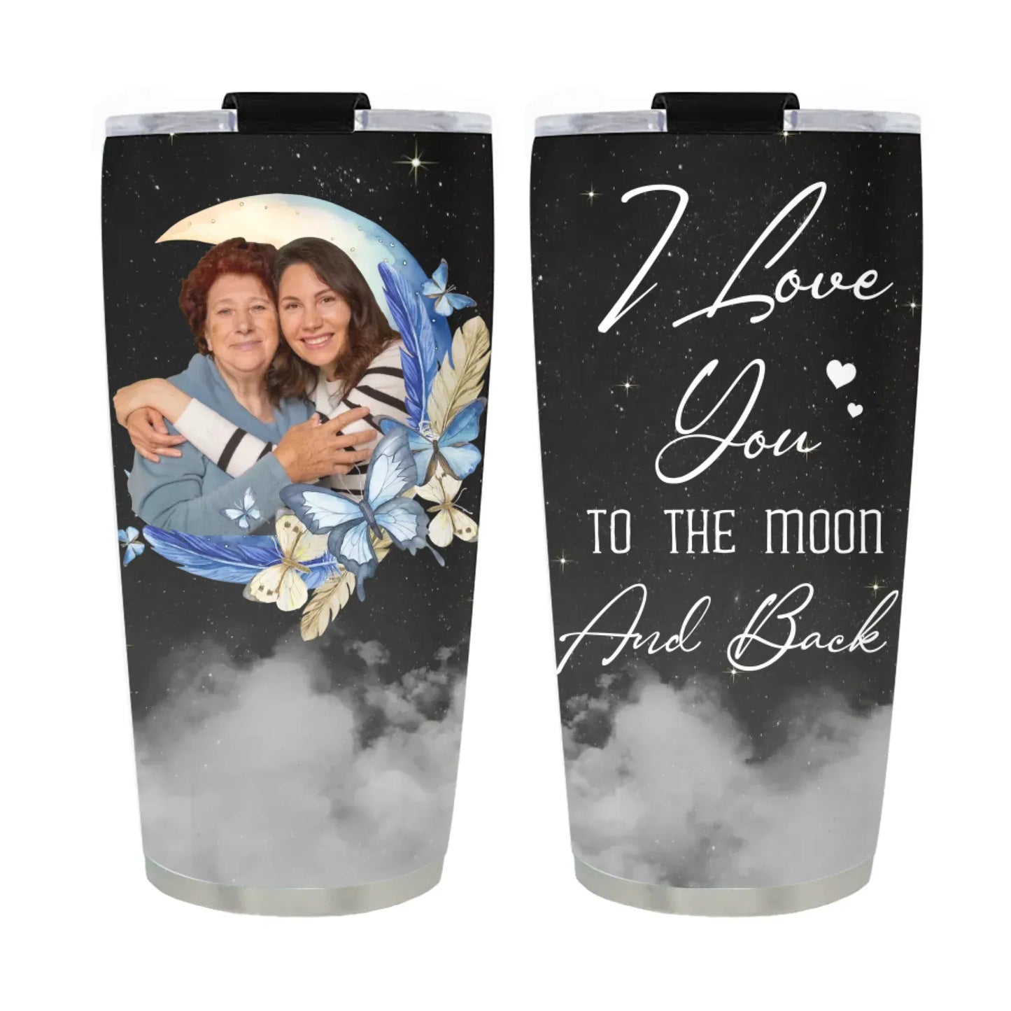 TUMBLER / WHITE / 20oz Love You To The Moon & Back - Personalized Custom Photo Printed Tumbler