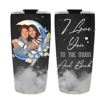 TUMBLER / WHITE / 20oz Love You To The Moon & Back - Personalized Custom Photo Printed Tumbler