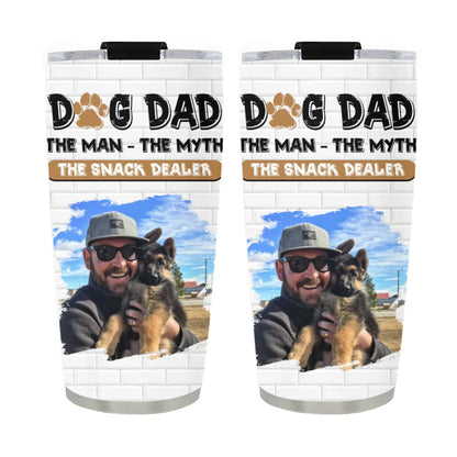TUMBLER / WHITE / 20oz Dog Dad The Snack Dealer - Personalized Custom Photo Printed Tumbler