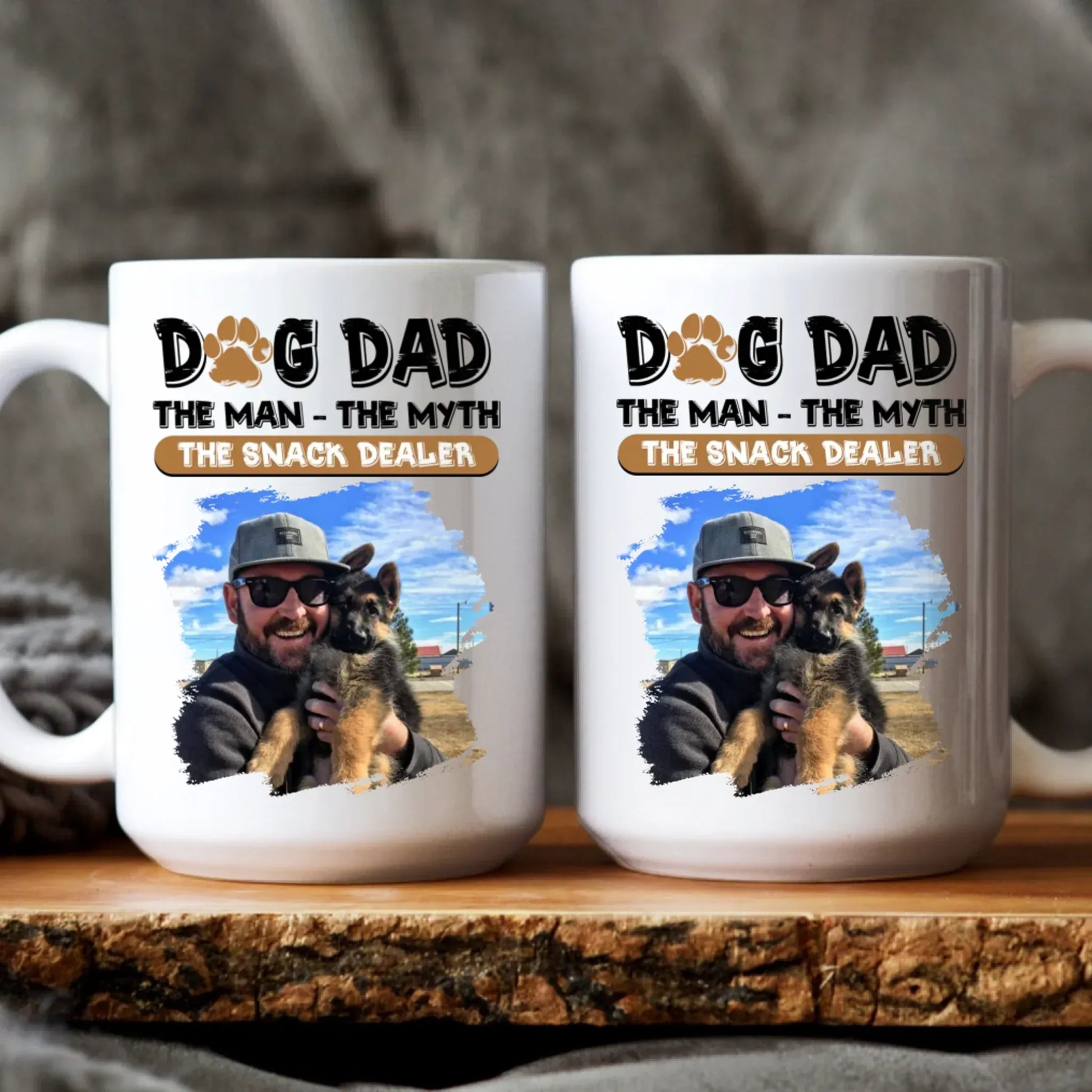 Personalized Mugs MUG / WHITE / 15oz Dog Dad The Snack Dealer - Personalized Custom Photo Printed Mug